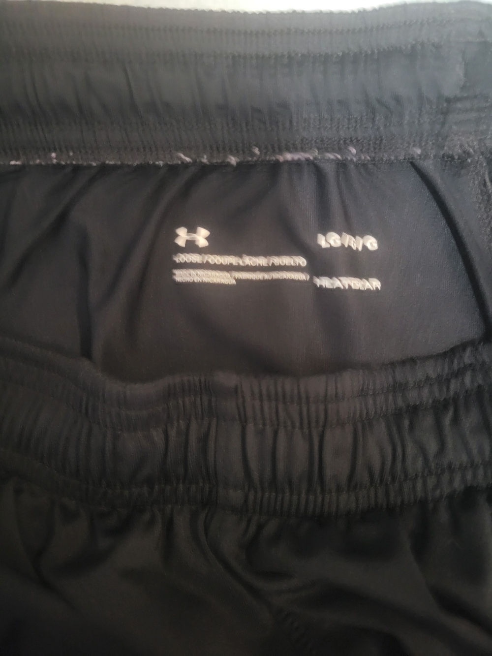 Under Armour Men’s Black Shorts with Red Hem and Blue Flag - Picture 5 of 5